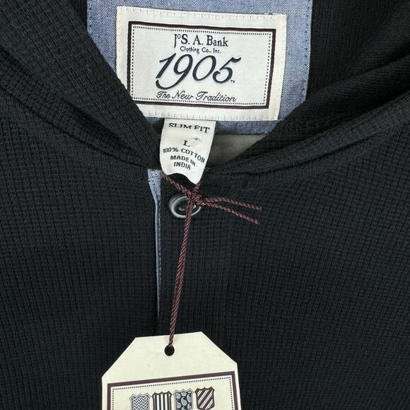 Jos. A Bank NWT Black Slim Fit Lightweight Thermal Hoodie Shirt Men's Size L - Picture 4 of 7